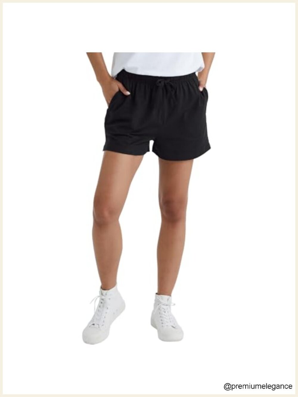 Women's Cotton Jersey Gym Shorts with Pockets, Drawstring